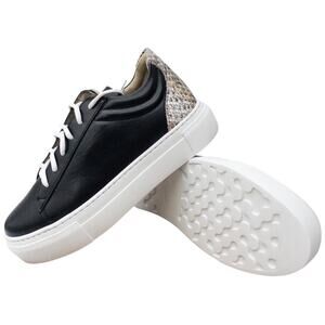 Clarks Tansy Sneakers Black Leather Snakeskin Women's size 6 Platform Lace up